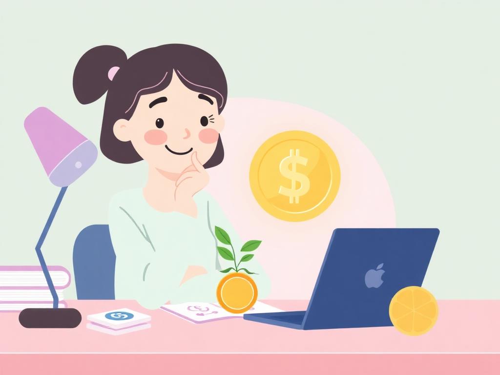 Illustration d'une adolescente réfléchissant à la valeur de l'argent